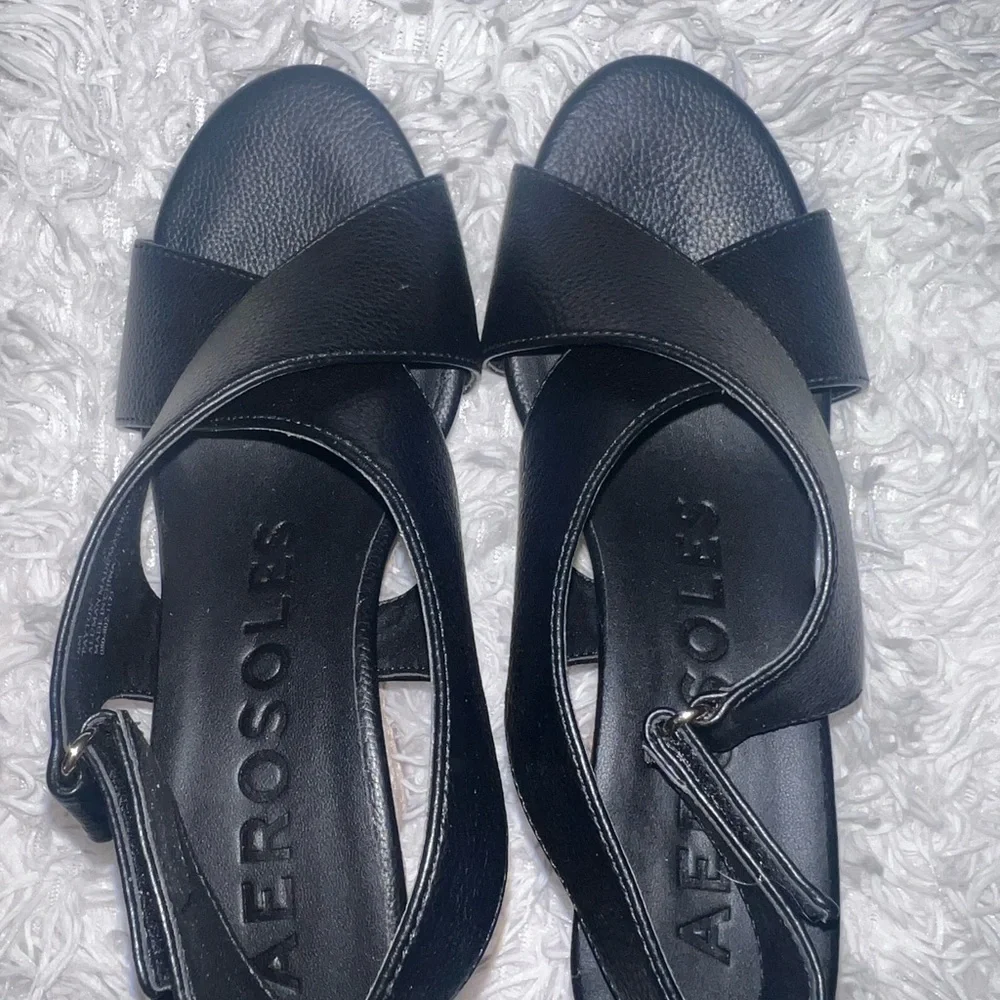 Aerosoles Black Wedge Sandals
